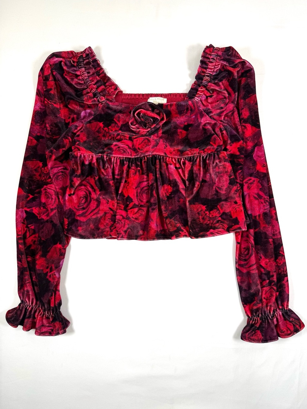 CHELSEA & VIOLET Girls Velvet Rose Peplum L 12-14 Coquette Whimsigoth Romantic